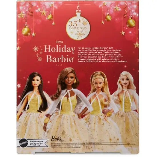 Barbie 13" Signature 2023 Holiday Collector Doll with Golden Gown and Dark Brown Hair image {2}