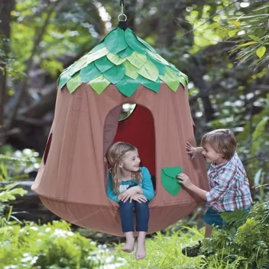 HearthSong Woodland HugglePod HangOut Set with Nylon Hanging Tent, LED Leaf Lights  and Crescent Stand image {11}