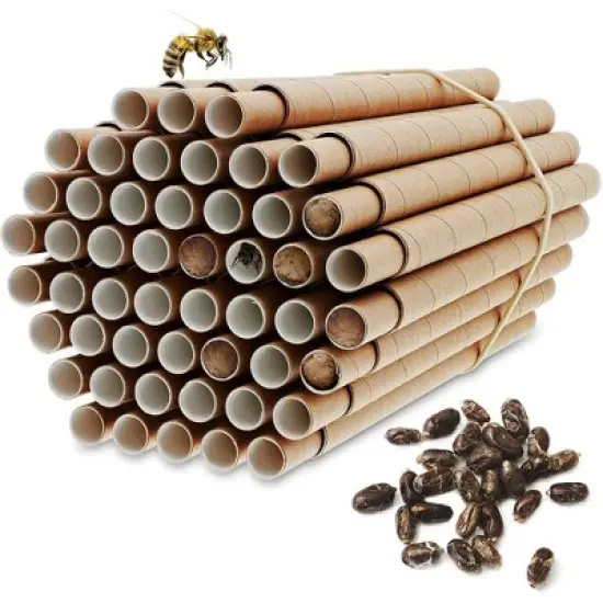Bright Creations 100 Packs Mason Bee Nesting Tubes Refills and Inserts, Outdoor Garden Bees Cardboard Tube Refillable Mason Bee Nest House, 8mm & image {8}