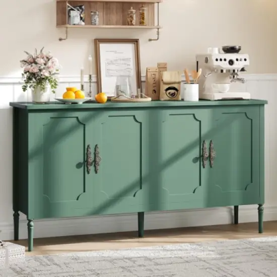 Large Sideboard Cabinet, 59" Modern Credenza Buffet Table Coffee Bar Wine Bar, Storage Cabinet with Adjustable Shelves image {10}