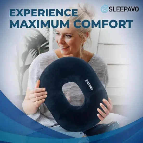 Sleepavo Butt Donut Pillow for Tailbone Pain Relief Cushion - Hemorrhoid Pillows - Sitting Butt Pillow for Office Chair - Sitting Donut Seat Cushion image {5}