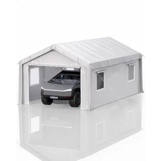 10x20 ft Carport, Portable Garage with 200 g PE Heavy Duty Canopy, 4 Roll-up Doors & 4 Mesh Windows, for Sedan, Pickup, and Bass Boat image {7}