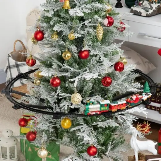 Qaba Electric Train Set for Kids with 2 Playing Forms, Battery-Powered Christmas Train Toy Set with Sounds & Lights, Gift Box for 3-8 Years Old image {2}