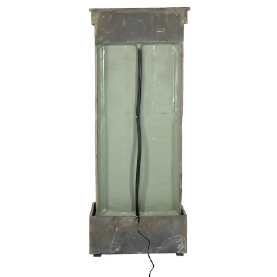 Sunnydaze 48"H Electric Natural Slate with Copper Accents Rippled Column Outdoor Water Fountain with LED Spotlight image {7}