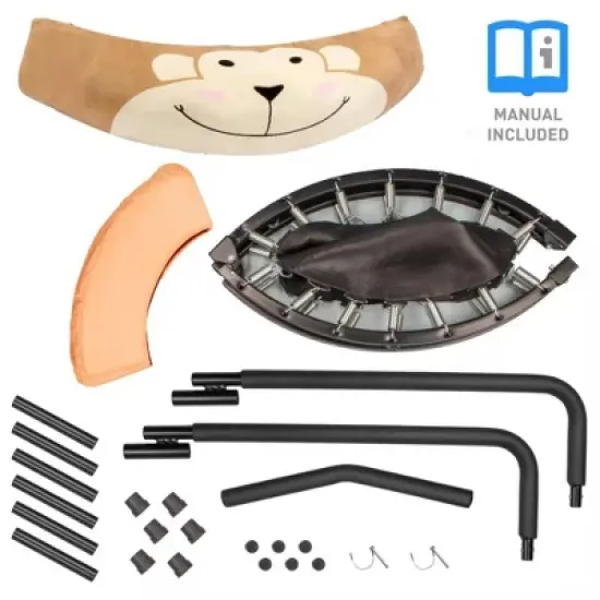 NAYSAYE Trampoline Kids Indoor Outdoor Foldable Trampoline with Monkey Design for Fun Play and Easy Storage, Yellow and Black, 36.22"*36.22"*8.46" image {3}