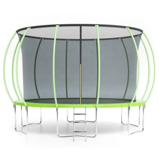 GustoWave Trampoline 14FT with Enclosure & Ladder, ASTM Approved Heavy-Duty Outdoor Recreational Trampoline for Kids Adults, 440LB Capacity image {10}