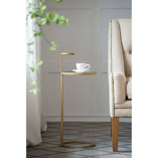 Round Chair Side Table Gold/Clear - A&B Home image {6}