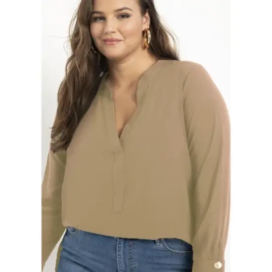 ELOQUII Women&rsquo;s Plus Size Mandarin Collar Tunic image {7}