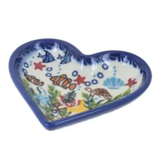 Blue Rose Polish Pottery 392 Vena Heart Dish image {2}