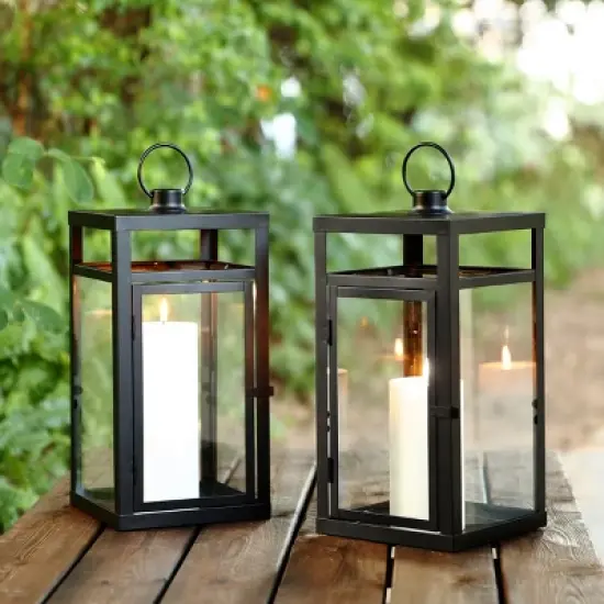 Fraleigh 16" Indoor/Outdoor Lantern (Set of 2) - PLT4073 - Black - Safavieh image {1}