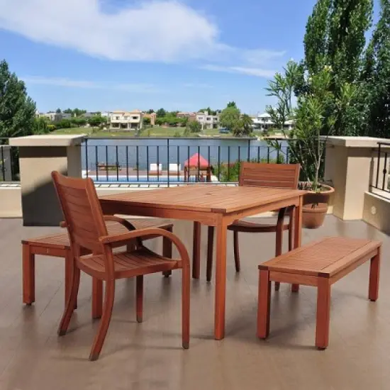 Richfield 5pc Patio Eucalyptus Wood Dining Set - International Home Miami image {4}