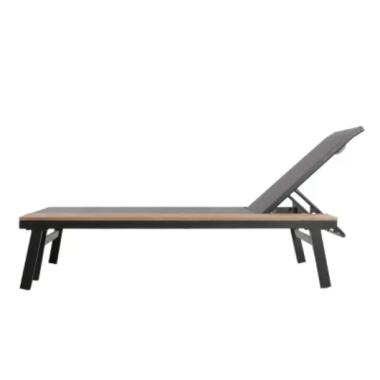 GDFStudio Spyridon Outdoor Mesh and Aluminum Chaise Lounges with Built In Side Table image {3}