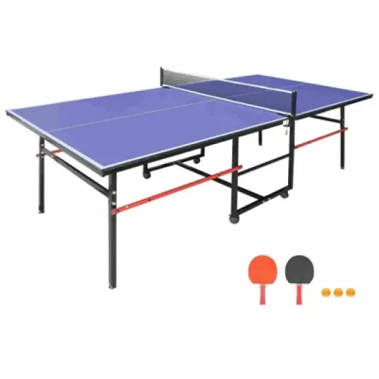 COZONY 8/9 FT Portable Table Tennis Table with Net, 2 Paddles & 3 Balls, Quick Assembly for Adults/Teens image {3}