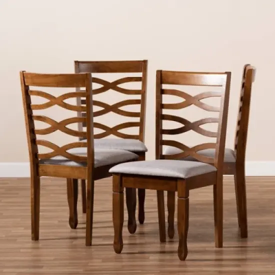 Set of 4 Elijah Dining Chair Gray/Walnut - Baxton Studio image {5}
