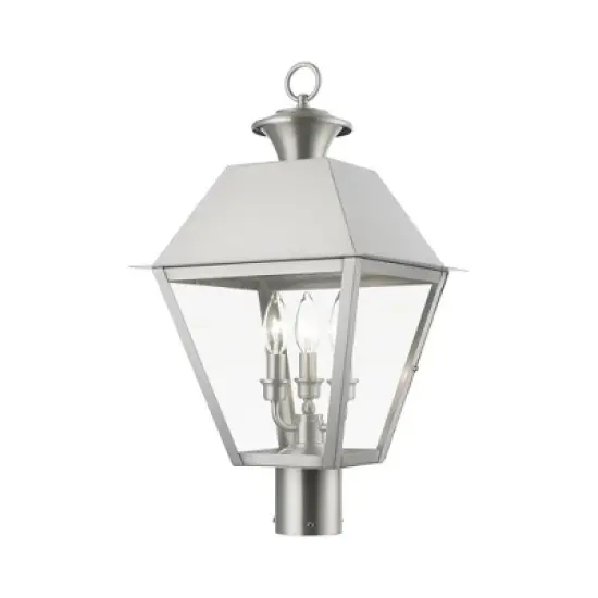 Livex Lighting Wentworth 3 - Light Post Light in  Brushed Nickel image {4}
