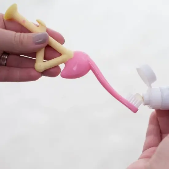 Dr. Brown's Toddler Toothbrush with Soft Bristles - Pink Flamingo - 1-4 years image {3}