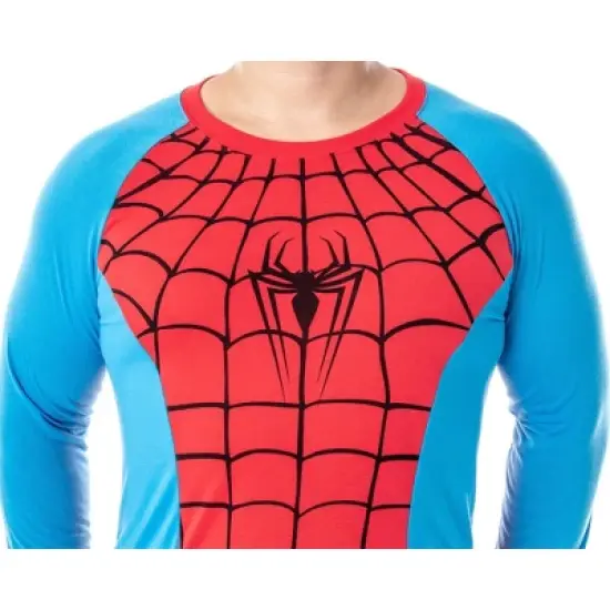 Marvel Men's Classic Spider-Man Costume Raglan Top And Pants Pajama Set Classic Spidey image {2}