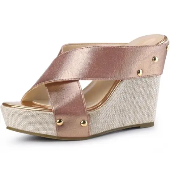 Perphy Women' Sandal Open Toe Platform Linen Slide Wedge Heel image {6}