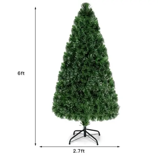 Costway Pre-Lit Fiber Optic Artificial PVC Christmas Tree 6Ft image {2}