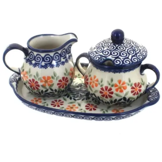 Blue Rose Polish Pottery K091 Manufaktura Cream & Sugar Set image {7}