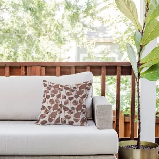 16"x16" Deny Designs Valentina Ramos Poppies Mocha Mousse Square Outdoor Throw Pillow Brown image {2}