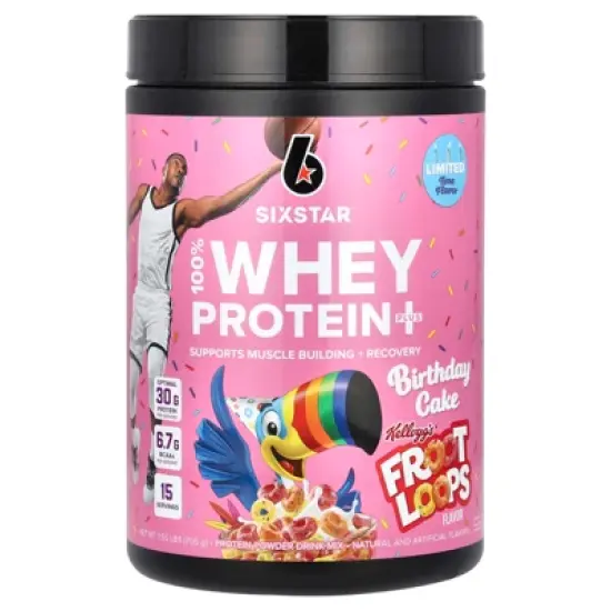 SIXSTAR 100% Whey Protein Plus, Birthday Cake Kellogg's Froot Loops, 1.55 lbs (705 g) image {3}