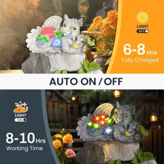 Gigalumi Solar-Powered Dragon Garden Statue with Lights, Perfect for Outdoor Decor, Ideal Gift for Women, Housewarming & Birthday image {1}