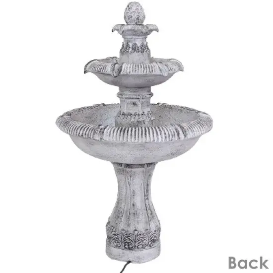 Sunnydaze 50"H Electric Fiberglass Reinforced Concrete 3-Tier Mediterranean-Inspired Outdoor Water Fountain image {1}