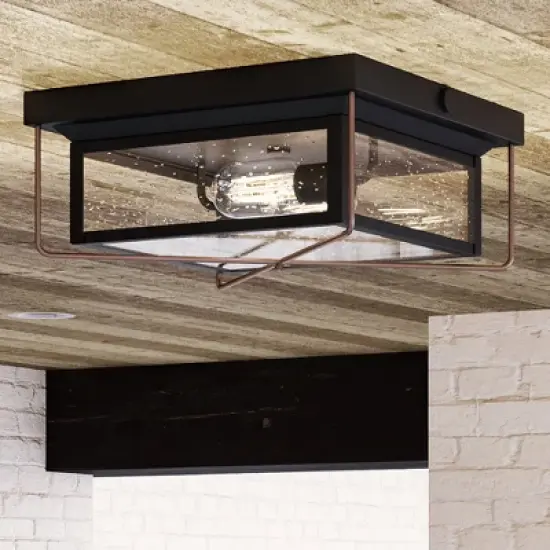 Urban Ambiance Luxury Vintage Outdoor Ceiling Light 5.5''H x 11.5''W,  Olde Bronze Finish,  Longmont Collection, UHP1330 image {7}