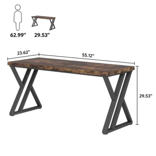 Resenkos Computer Desk, Gaming Desk,Heavy-Duty Computer Desk, 55" Simple Study Desk Writing Table, image {1}