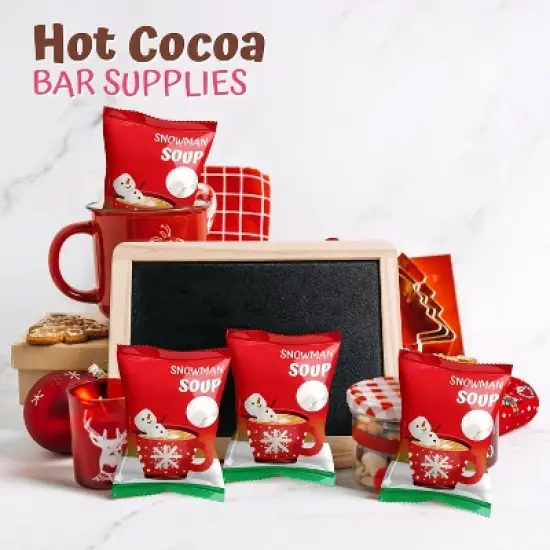 4E's Novelty Snowman Soup Mini Marshmallow 50 Packs - Individually Wrapped Marshmallows Packets for Hot Chocolate Cocoa Topper & Stocking Stuffers image {2}