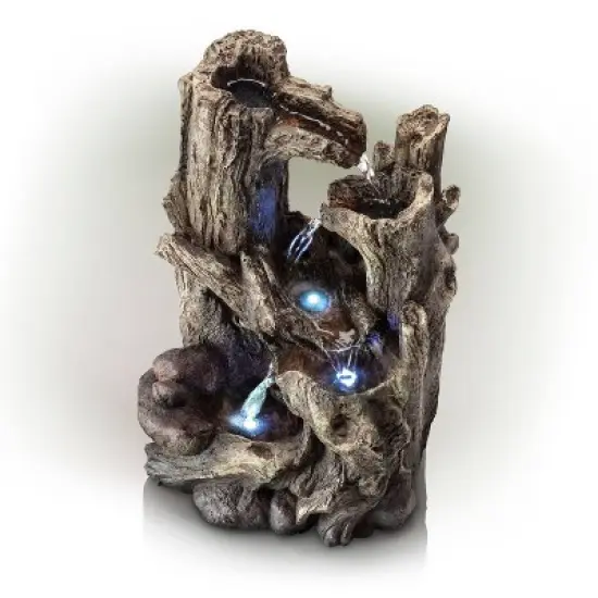 14" Resin 5-Tiered Rainforest Tree Trunk Tabletop Fountain Brown - Alpine Corporation image {4}
