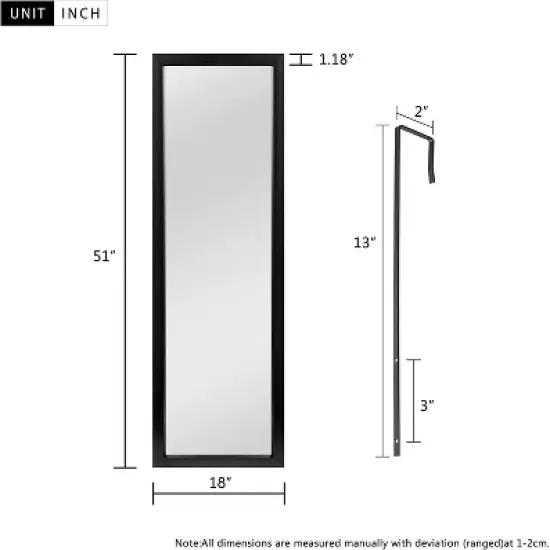 Earby Full Length Mirror Hanging Over the Door or Leaning Against Wall or Mounted On Wall,No Stand-The Pop Home image {2}