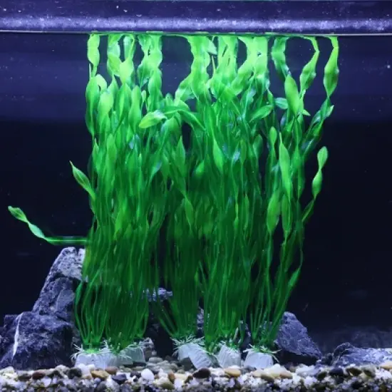 Unique Bargains Aquarium Decorations Fish Tank Artificial Plants Green 12.20" 10 Pcs image {1}