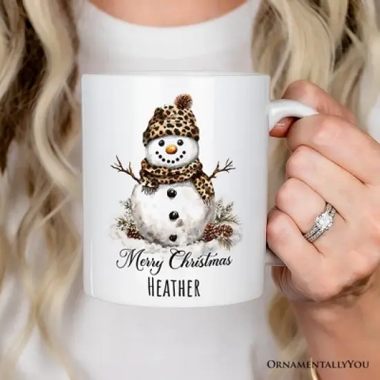 Leopard Snowman Mug, Christmas Gift (Non-Custom Only)| OrnamentallyYou image {3}
