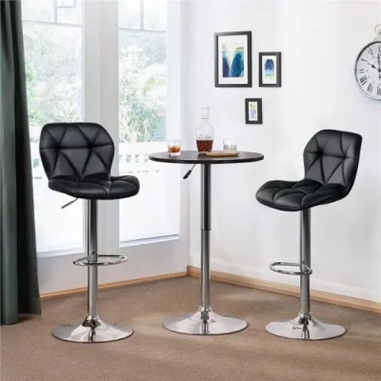 Yaheetech 2pcs Adjustable Modern PU Leather Swivel Bar Stools with Backrest image {1}