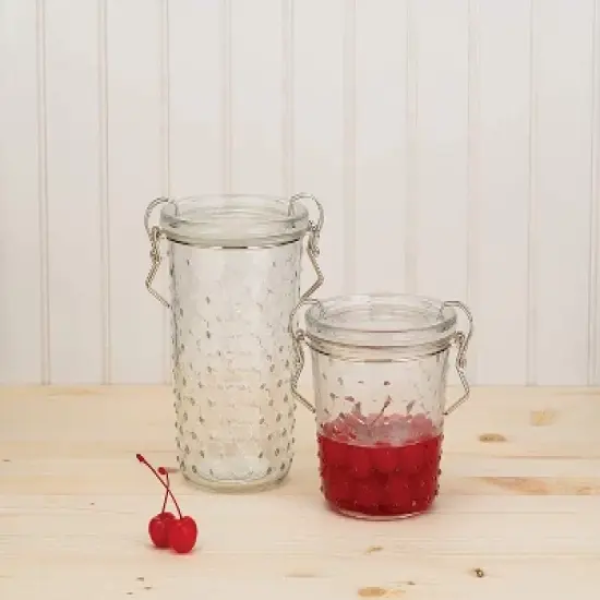 Amici Home Gemma Hobnail Glass Clamp Storage Jar/Canister, Clear image {3}
