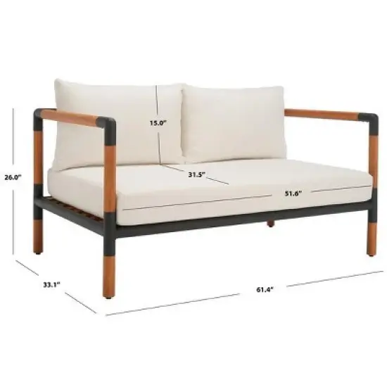 Tommy Eucalyptus and Iron 2 Seater Sofa - Indoor/Outdoor - CPT1030 - Black/White - Safavieh Couture image {2}