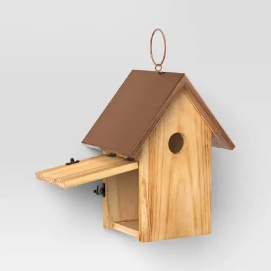 12" Metal and Wood Bird House Copper - Threshold&trade; image {3}