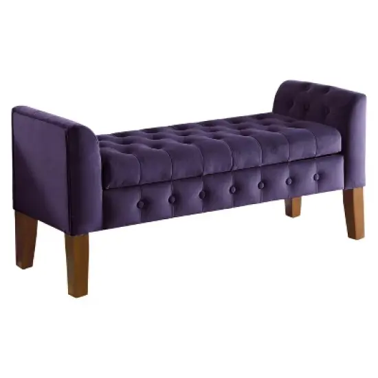 Velvet Tufted Storage Settee Bench - HomePop image {2}