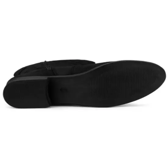 Allegra K Women's Side Zipper Chunky Heels Knee High Boots image {5}