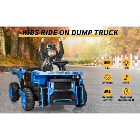 Ride On Dump Truck, 2 Seater Ride On Construction Vehicle with Remote Control, Electric Dump Bed, Ride On Car Toy for Kids image {2}