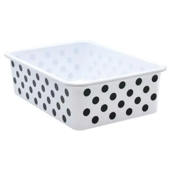 Teacher Created Resources&reg; Black Polka Dots on White Large Plastic Storage Bin image {1}