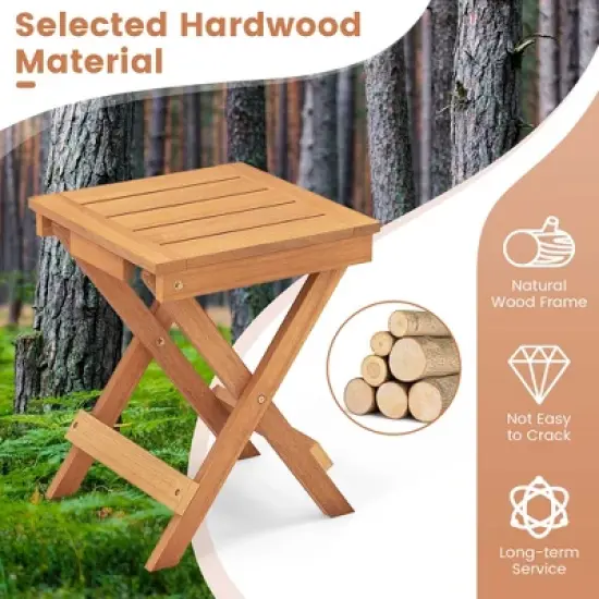 Costway 14" Compact Folding Side Table with Slatted Tabletop Stable Triangular Structure image {6}