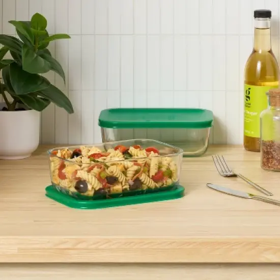 4pc (set of 2) 4c Rectangular Glass Food Storage Container Set - Room Essentials&trade; image {1}