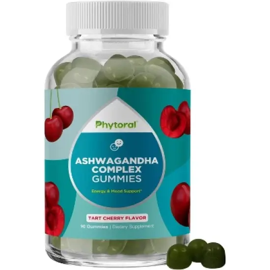 Calming Ashwagandha Gummies, Beet Root Extract with Zinc + Vitamin D, Stress Relief for Adults, Energy & Mood Support, Phytoral, 90ct image {3}