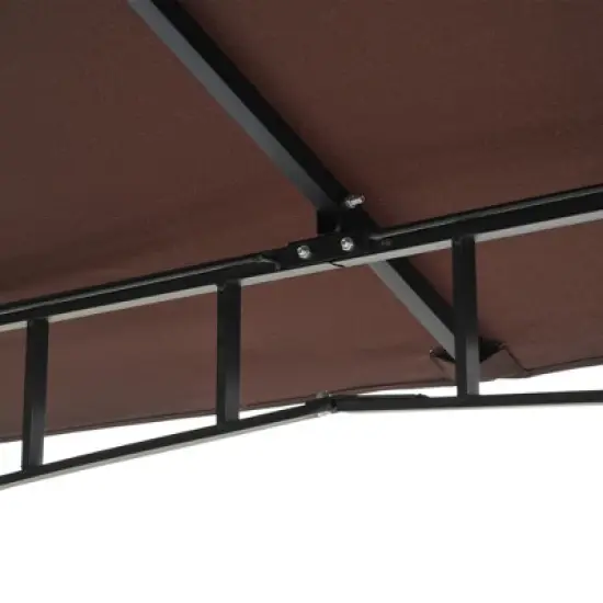 Outsunny 116.25" x 116.25" Outdoor Patio Gazebo Canopy Tent with Mesh Sidewalls, 2-Tier Canopy for Backyard, Coffee image {5}