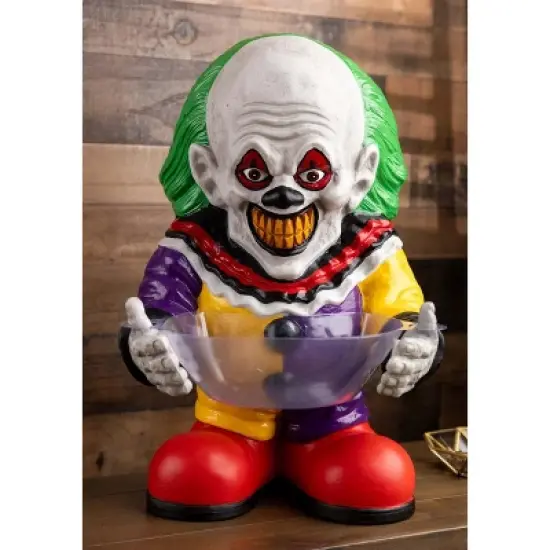 HalloweenCostumes.com One Size Fits Most Clown Candy Bowl Holder Decoration | Detailed Clown Candy Dish | Ideal for Halloween,  Purple/Green/Red image {3}