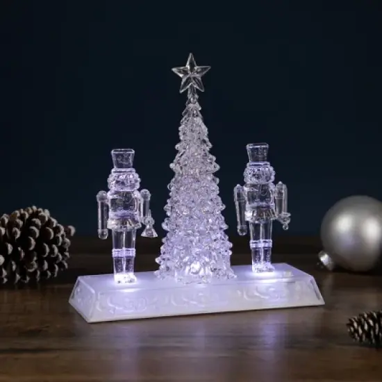 Northlight LED Lighted Icy Crystal Nutcracker and Christmas Tree Decoration - 9" - White Lights image {1}