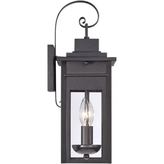 Franklin Iron Works Bransford Mission Outdoor Wall Light Fixture Black Specked Gray 17" Clear Glass Panels for Post Exterior Barn Deck House Porch image {6}